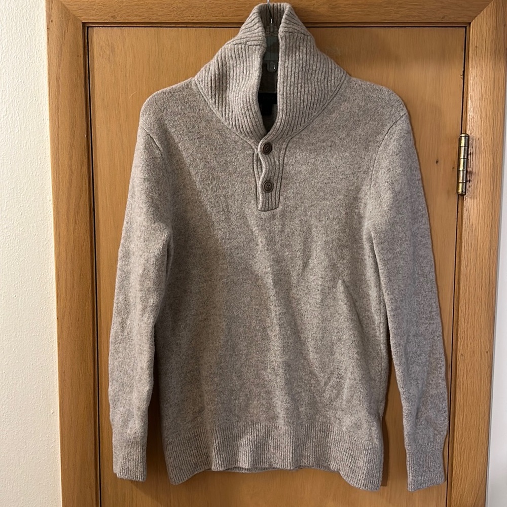 J. Crew Men’s High Neck Pullover Sweater Lambswool Gray Size Medium